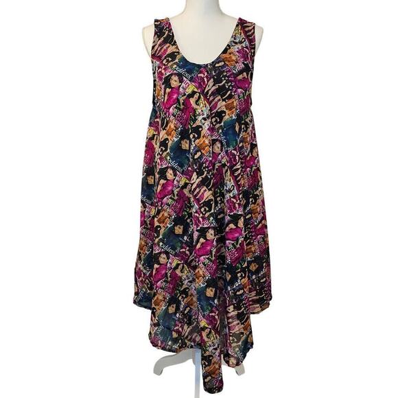 Ana and Rose Womens Magazine Cover Collage Glam Funky Fushia Tank Dress One Size - Picture 1 of 13